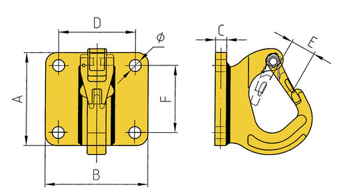 Grade 80 Bolt-on excavator hook blueprint
