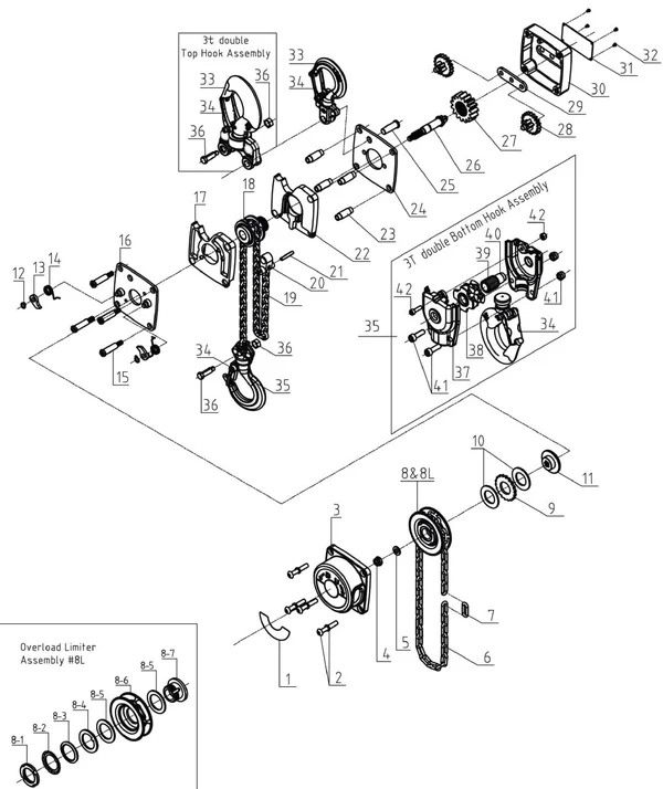 Aluminium Mini chain blocks KTS components blueprint