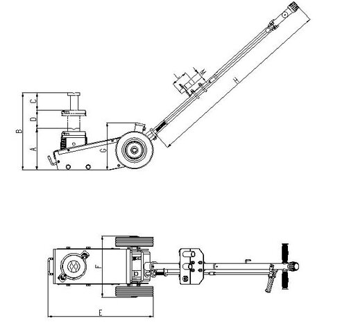 Heavy-duty air-hydraulic truck jack TUNKKI22AIR blueprint