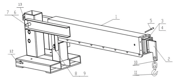 Adjustable forklift crane attachment TRUKPU beam blueprint